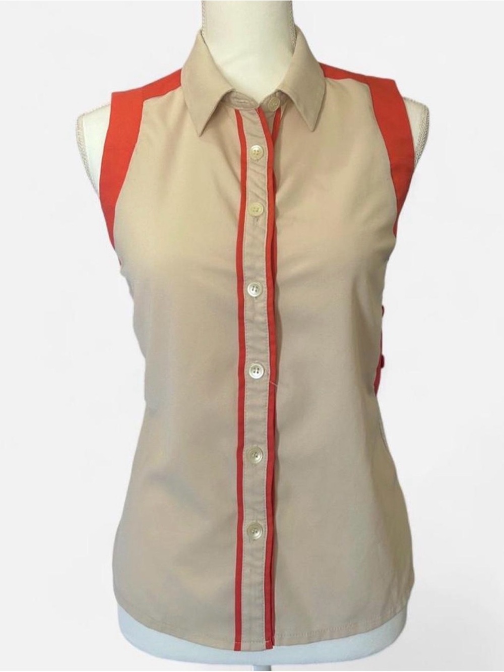 C. Luce Colorblock Crochet Lace Back Sleeveless Indie Sleaze Button Up Top S